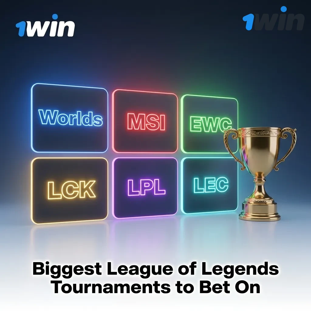 League of Legends tournament logos and competitive gaming scenes featuring Worlds, MSI, LCK, LPL, and LEC championships