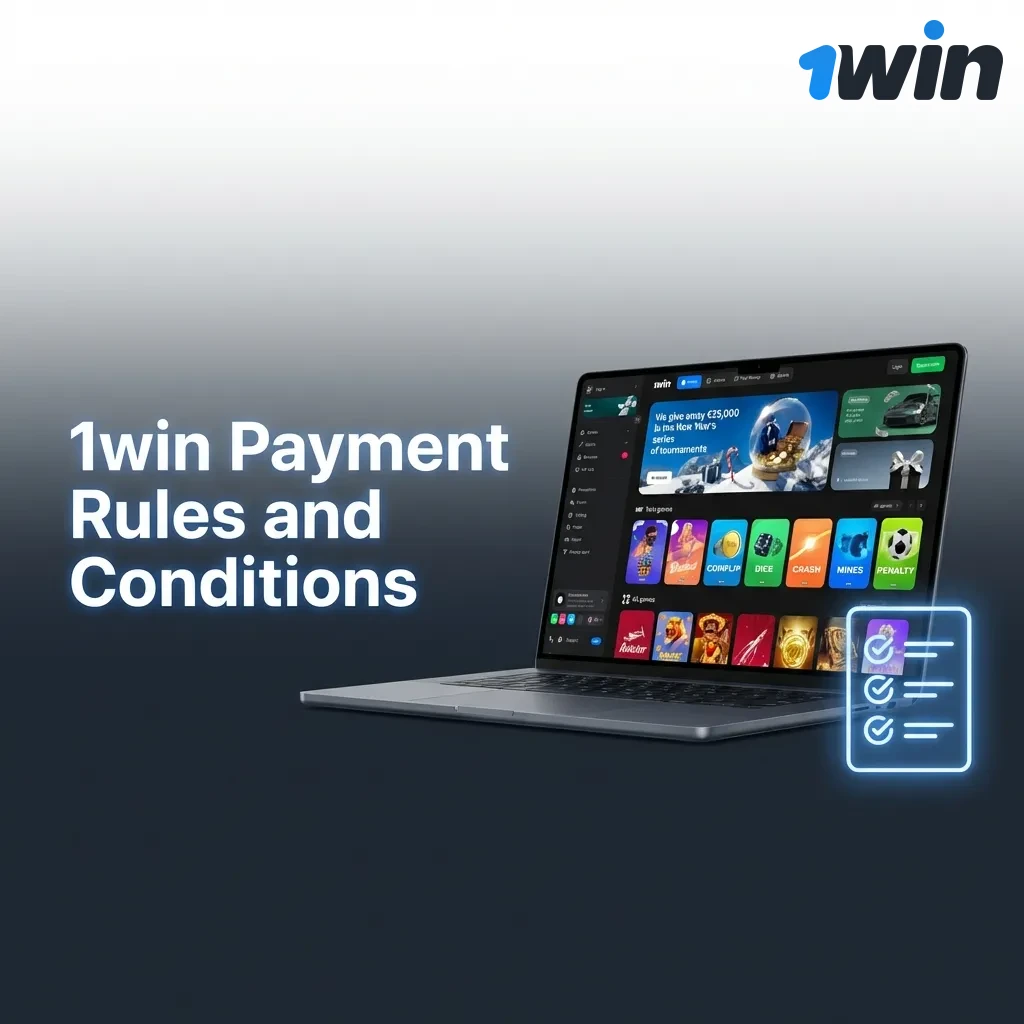 1win payment rules infographic showing verification, deposit/withdrawal limits, and processing times for Indian users