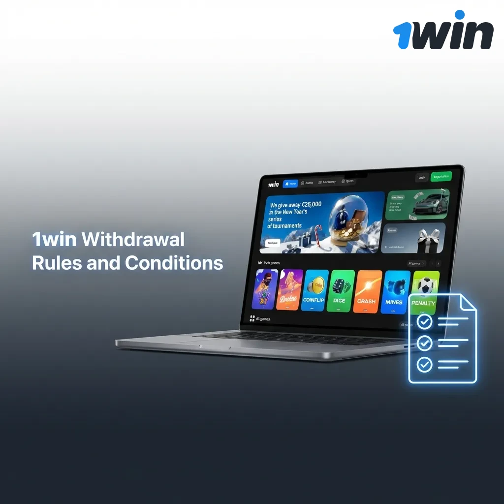 1win withdrawal rules including verification, wagering, payment method policy, and transaction limits display
