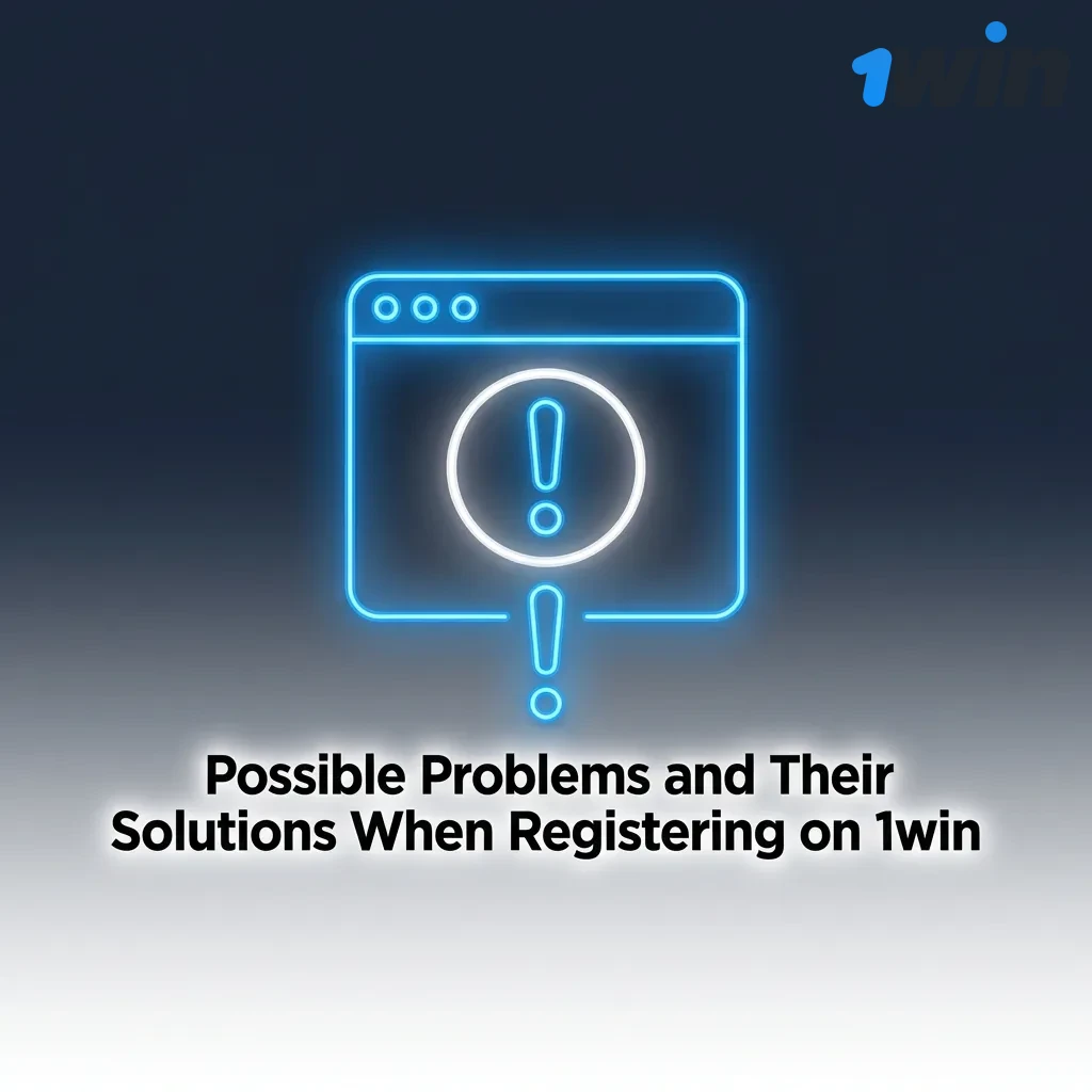 Table showing common 1win registration problems with solutions for phone, email, browser, age, and currency issues